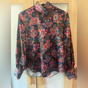 Floral High-Neck Blouse